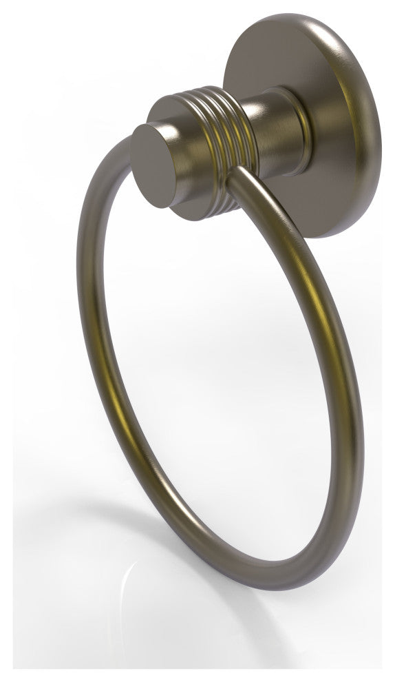 Mercury Towel Ring with Groovy Accent, Antique Brass