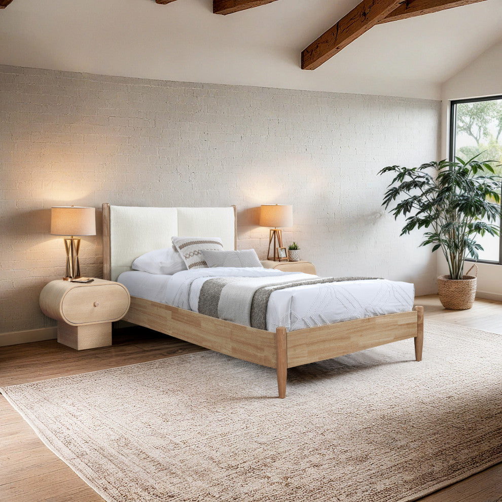 Arbor Upholstered Bed, Cream, Twin