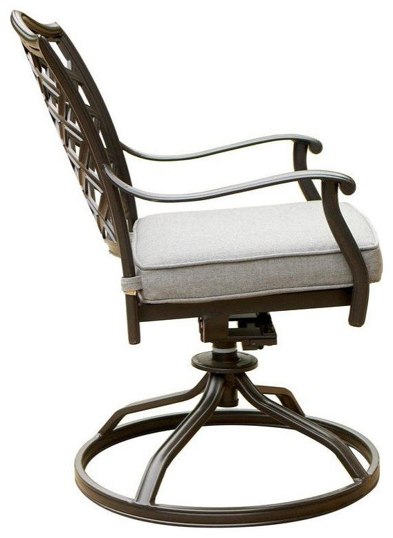 Fletcher Aluminum Dining Swivel Chair With Cushion, Set of 2, Cast Slate Sunbrel