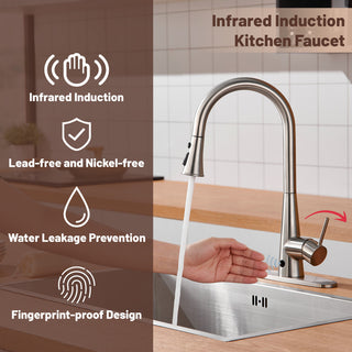Single Handle Pull Down Sprayer Kitchen Faucet with Touchless Sensor, Brushed Nickel