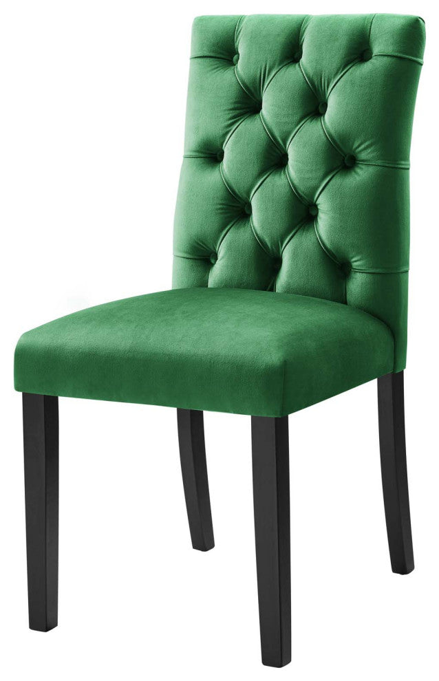 Side Dining Chair, Set of 2, Green, Velvet, Modern, Cafe Bistro Hospitality
