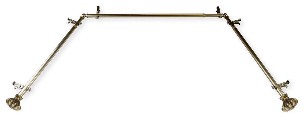Maurice 13/16" Bay Window Curtain Rod, Antique Brass