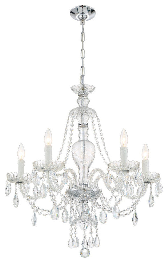 Crystorama CAN-A1305-CH-CL-SAQ, 5-Light Chandelier, Polished Chrome