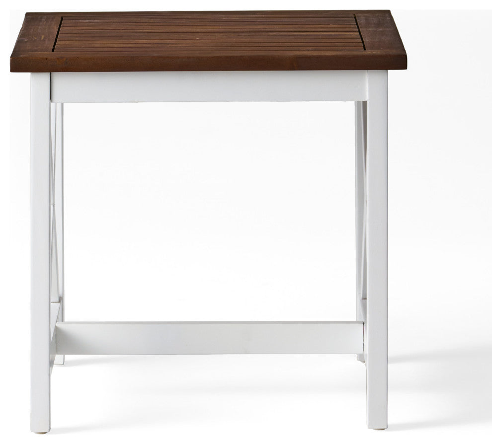 GDF Studio Selvan Indoor Farmhouse Cottage Acacia Wood End Table, Dark Oak