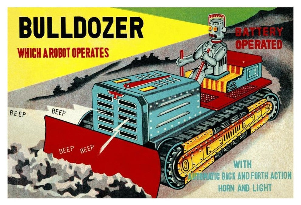 "Bulldozer Which a Robot Operates" Digital Paper Print by Retrotrans, 46"x31"