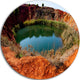 Bauxite Mine With Lake, Landscape Photo Disc Metal Artwork, 36"