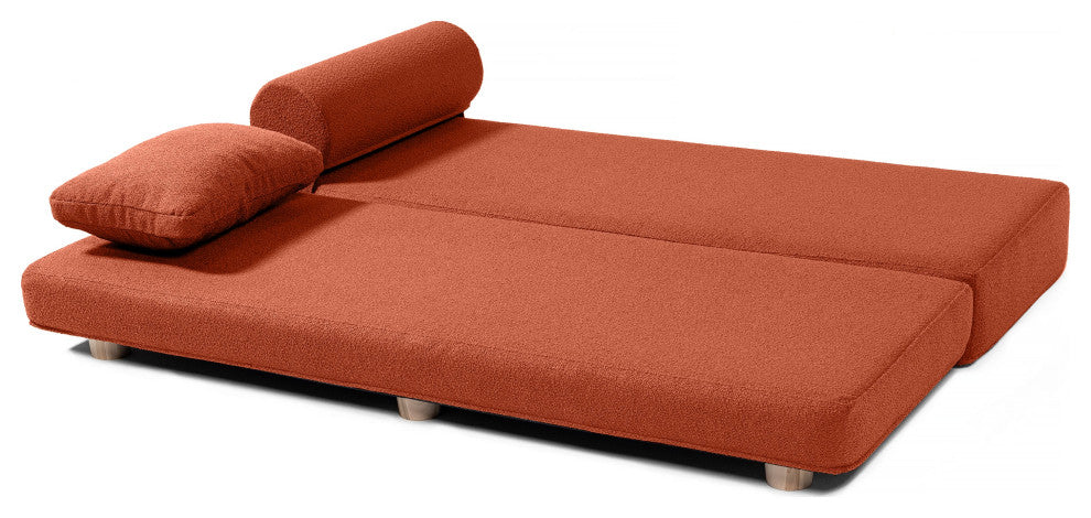 Jaxx Avida Daybed, Fold Out Queen Sleeper / Lounger Premium Boucle, Boucle Terra Cotta