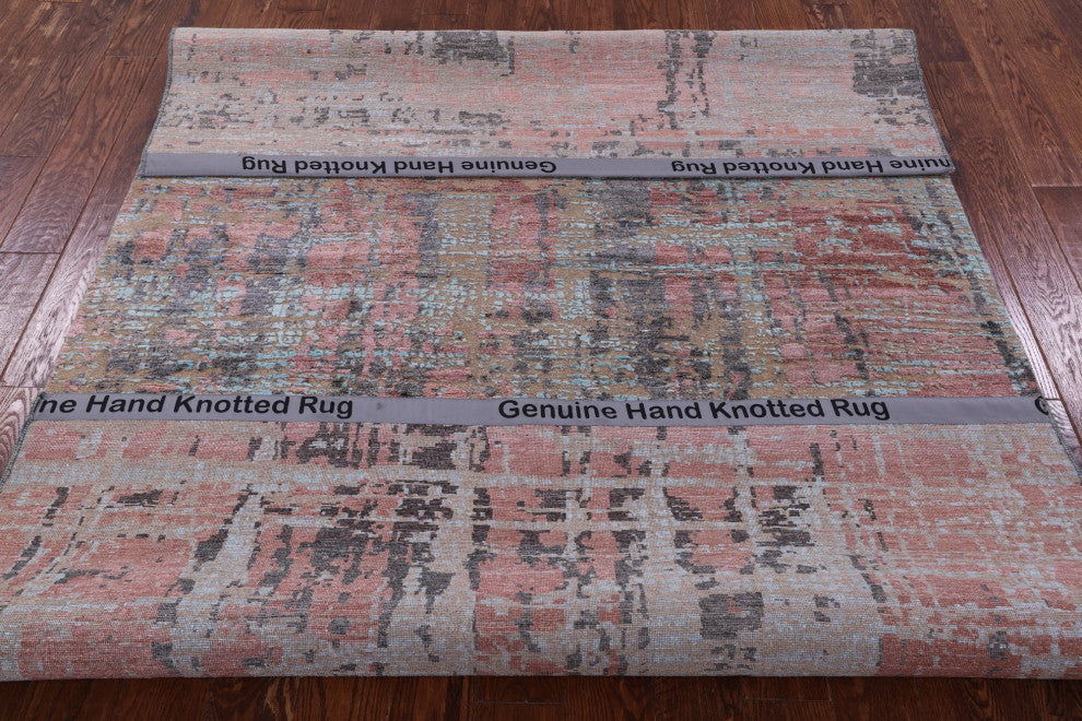 Wool and Silk Abstract Hand Knotted Rug 5' 10" X 9' 1" Q11808