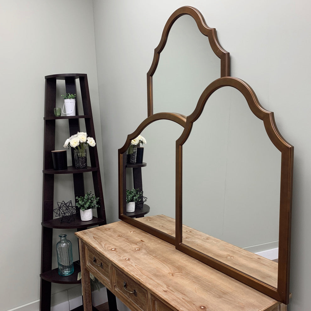 Pescara Framed Mantel Mirror, Peaks Cathedral, 38.4"x27.4", Autumn Bronze