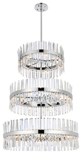 Home Living 36" 3 Tiers Crystal Round Chandelier Light, Chrome