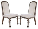 Side Chair, Rustic Natural Tone and Ivory,Pack of Two