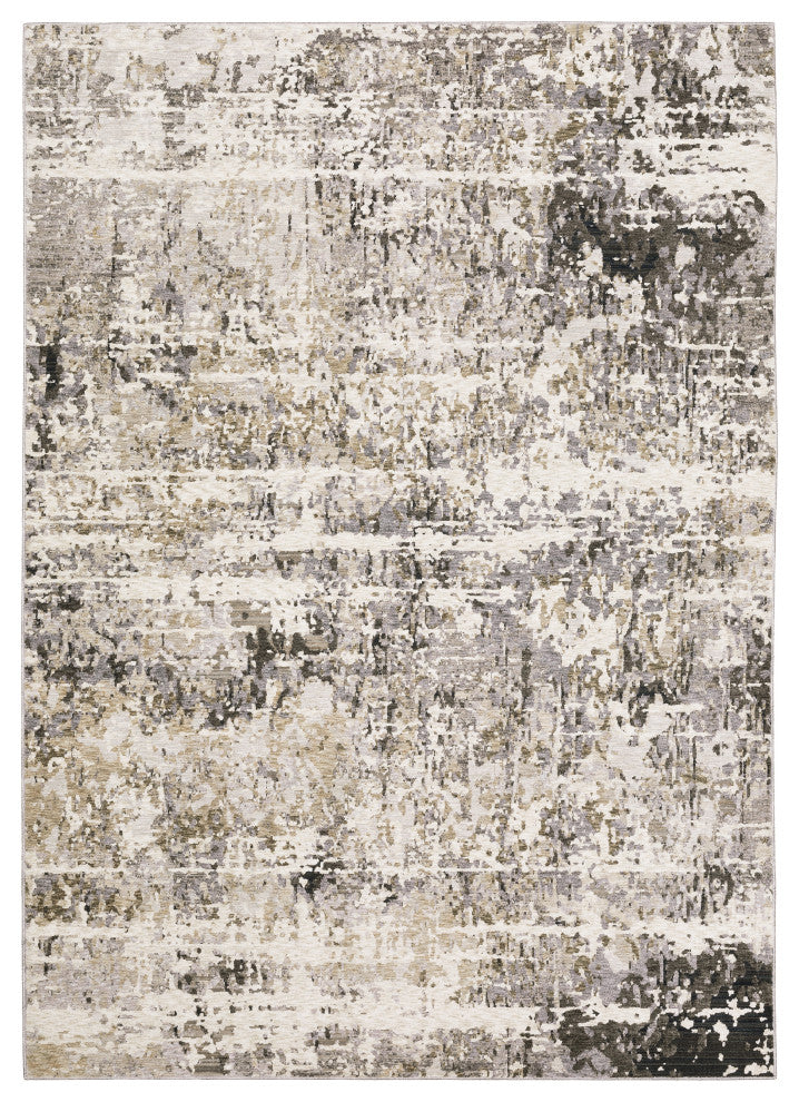 Noble Distressed Abstract Grey/ Ivory Indoor Area Rug, Grey, 9'10"x12'10"