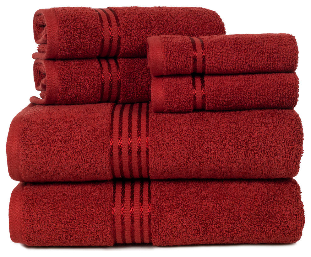 100% Cotton Hotel 6 Piece Towel Set by Lavish Home, Burgundy