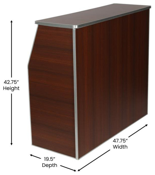 4' Laminate Foldable Bar, Walnut Woodgrain