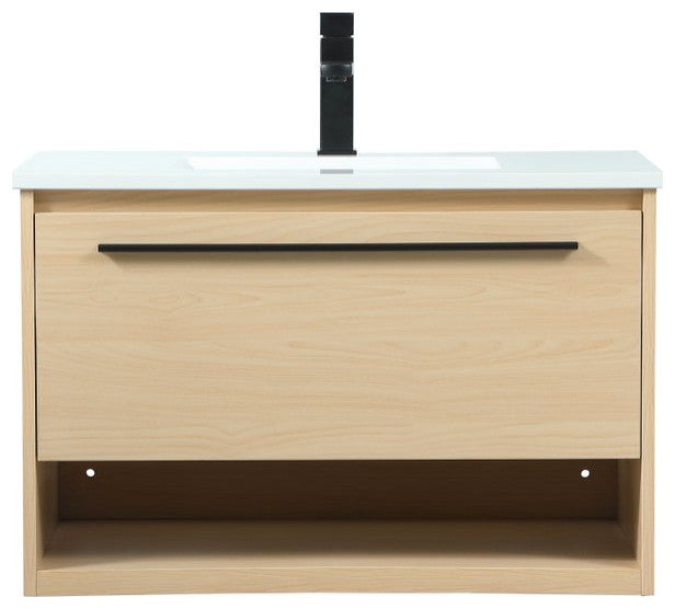 Rabi Single Bathroom Vanity, Maple, 30"