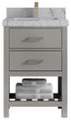 Parker 24" Single Sink Bath Vanity, Elephant Skin Gray 2" Venatino Quartz