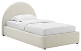 Resort Performance Velvet Arched Round Twin Platform Bed, Alabaster