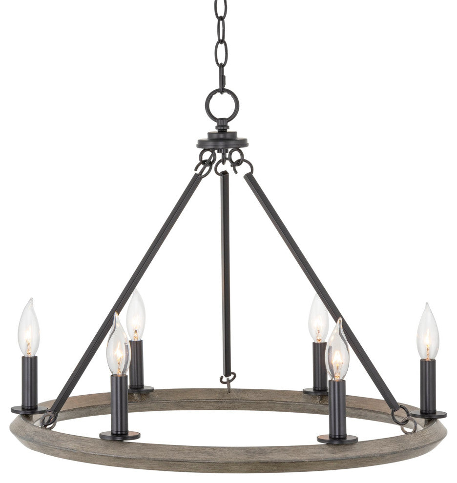 Kira Home Homestead 24" Rustic Farmhouse Wagon Wheel Chandelier, Round Kitchen