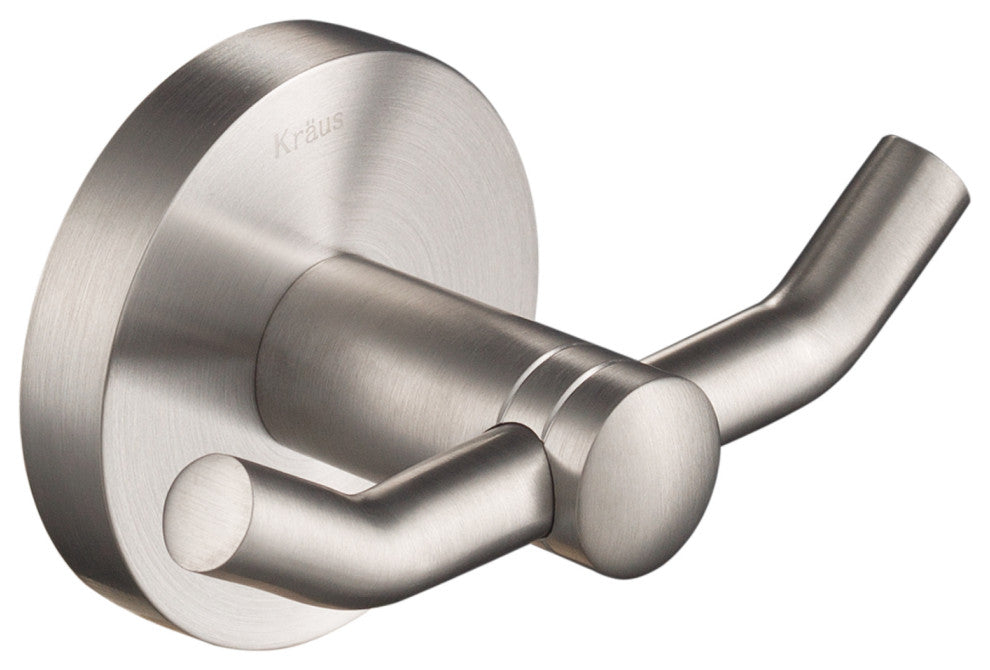 Elie Bathroom Robe and Towel Double Hook, Nickel