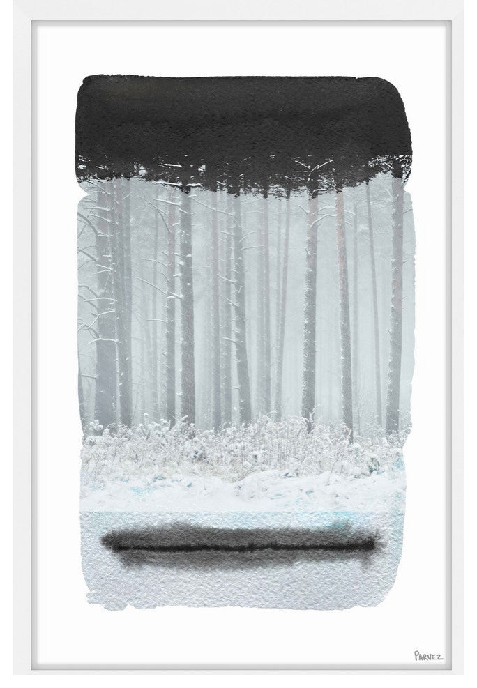 "Dripping White" Framed Painting Print, 16"x24"
