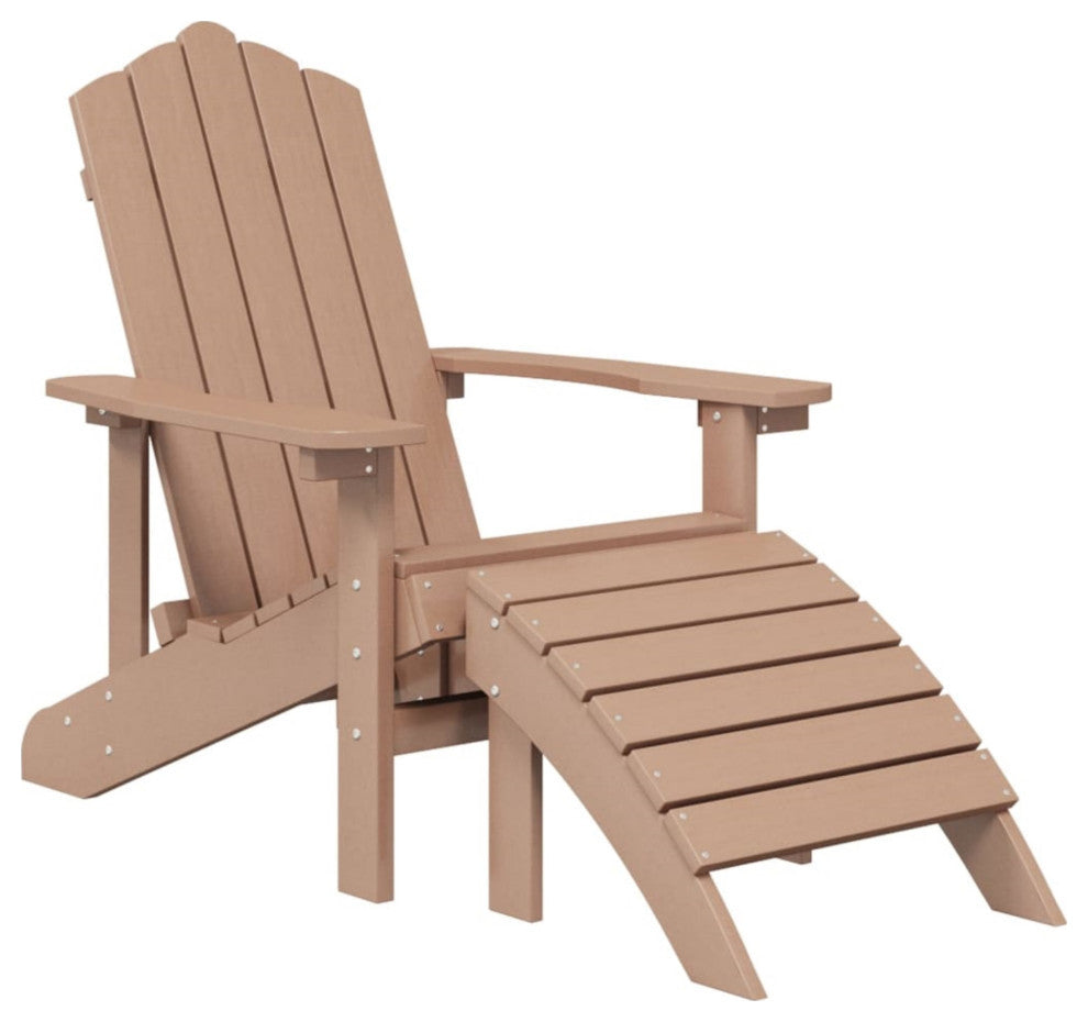 vidaxL Patio Adirondack Chair With Footstool HDPE Brown