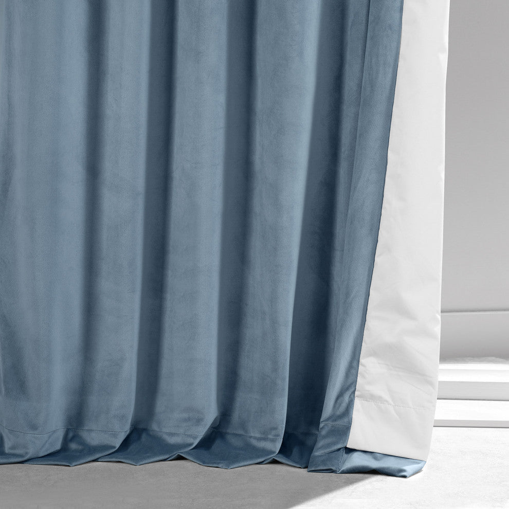 Signature Plush Velvet Blackout Curtain Single Panel, Copenhagan Blue, 50wx96l
