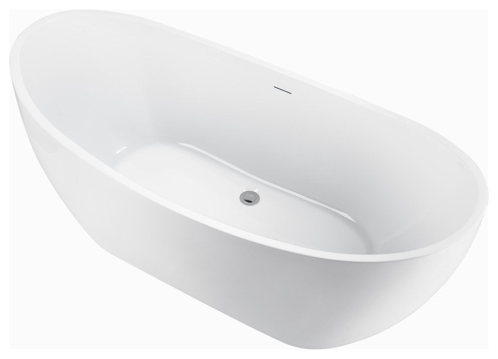 Givingtree 62"Acrylic Double-ended Freestanding Bathtub White Soaking Tub, 66