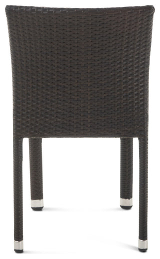 GDF Studio Dorside Outdoor Wicker Armless Stack Chairs With Aluminum Frame, Multi-Brown, Set of 2