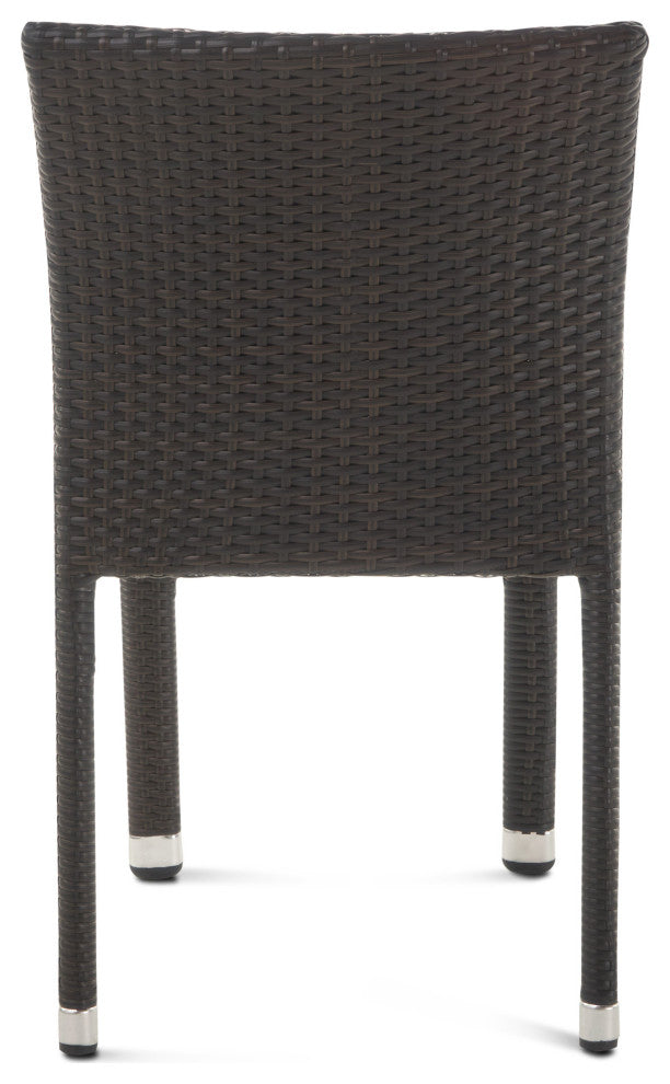 GDF Studio Dorside Outdoor Wicker Armless Stack Chairs With Aluminum Frame, Multi-Brown, Set of 2