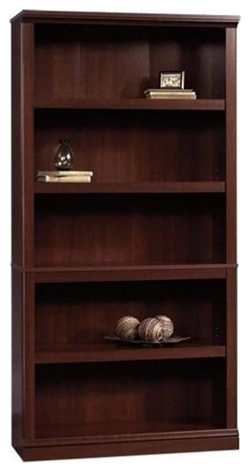 Bowery Hill 5-Shelf Modern Engineered Wood Bookcase in Select Cherry