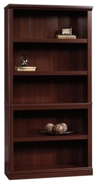 Bowery Hill 5-Shelf Modern Engineered Wood Bookcase in Select Cherry