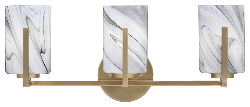 Atlas 3-Light Bath Bar, New Age Brass/Onyx Swirl