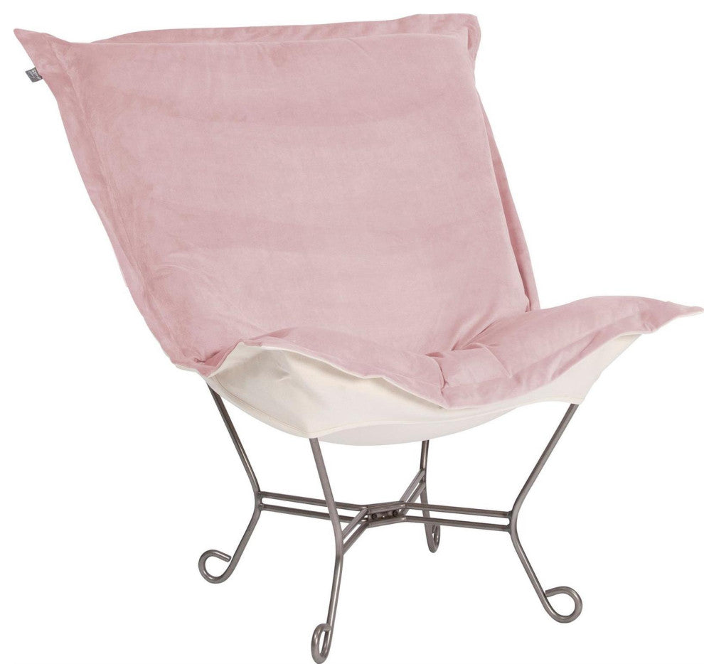 Pink Bella Puff Chair with Titanium Frame