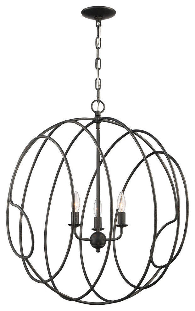 Conduit Large 3-Light Industrial Orb Chandelier