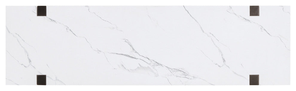 TATEUS Narrow Console Table with Marble-Effect Top for Entryway and Living Room, Espresso