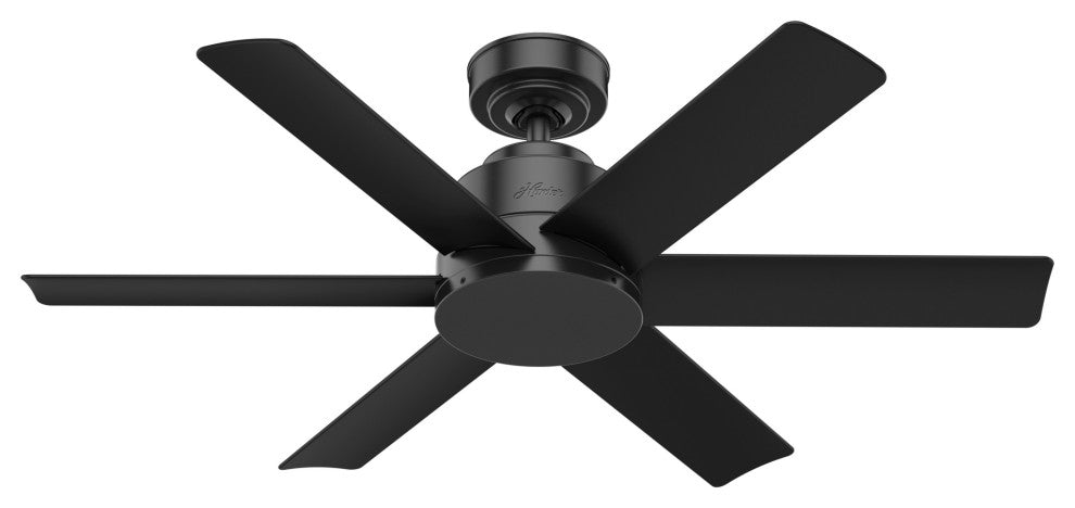 Hunter 44" Kennicott Matte Black Outdoor Ceiling Fan With Wall Control