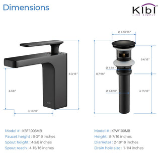 Infinity Single Handle Bathroom Faucet KBF1006, Matte Black, W/ Drain