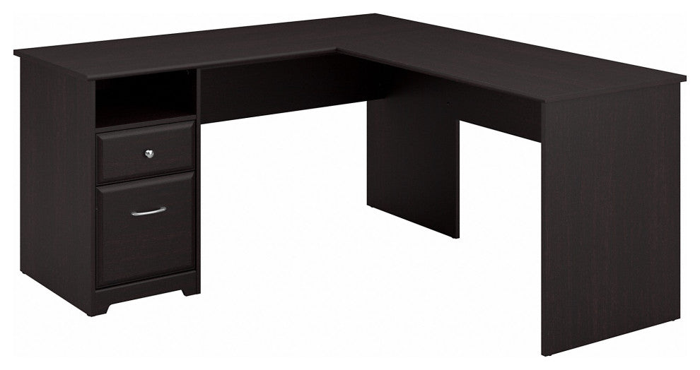 Cabot L Shaped Computer Desk With Drawers, Espresso Oak