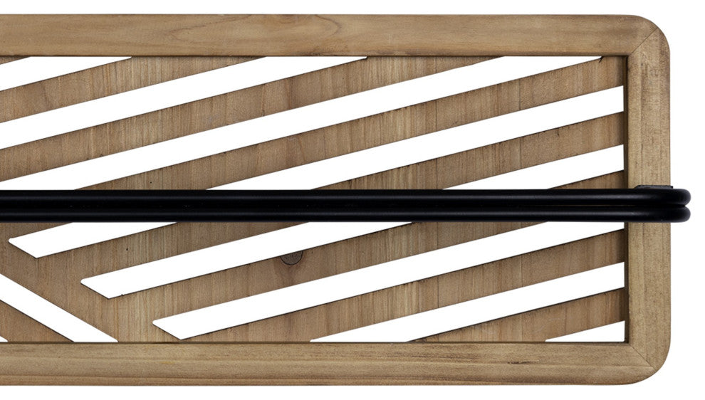 Cut Out Design Wood and Metal Towel Rack