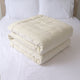 Velvet and Cotton Tasseled Quilt, Ivory, Queen