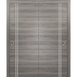 Bypass Doors 72 x 80 | Planum 0310 Ginger Ash with  | Sturdy Rails