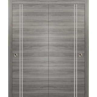 Bypass Doors 72 x 80 | Planum 0310 Ginger Ash with  | Sturdy Rails