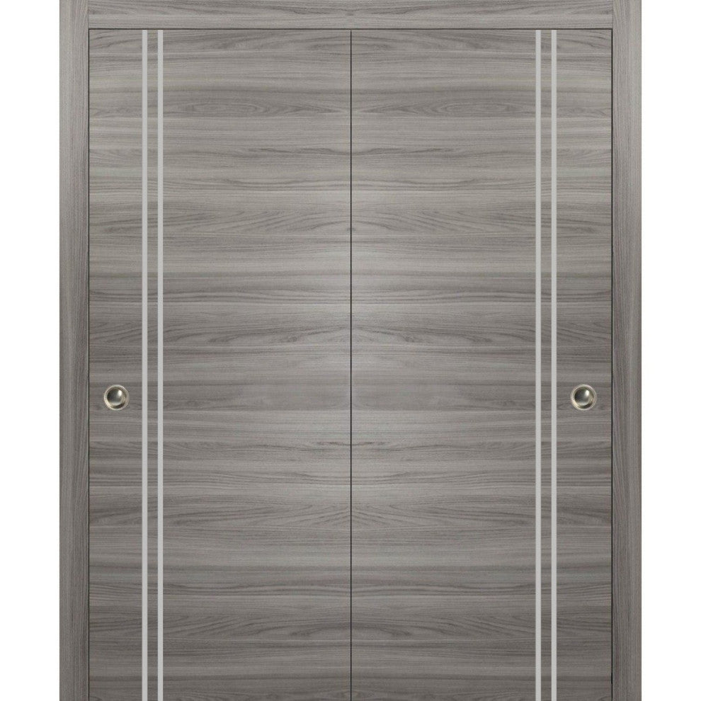 Bypass Doors 72 x 80 | Planum 0310 Ginger Ash with  | Sturdy Rails