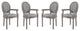 Emanate Dining Armchair Upholstered Fabric Set of 4, Light Gray