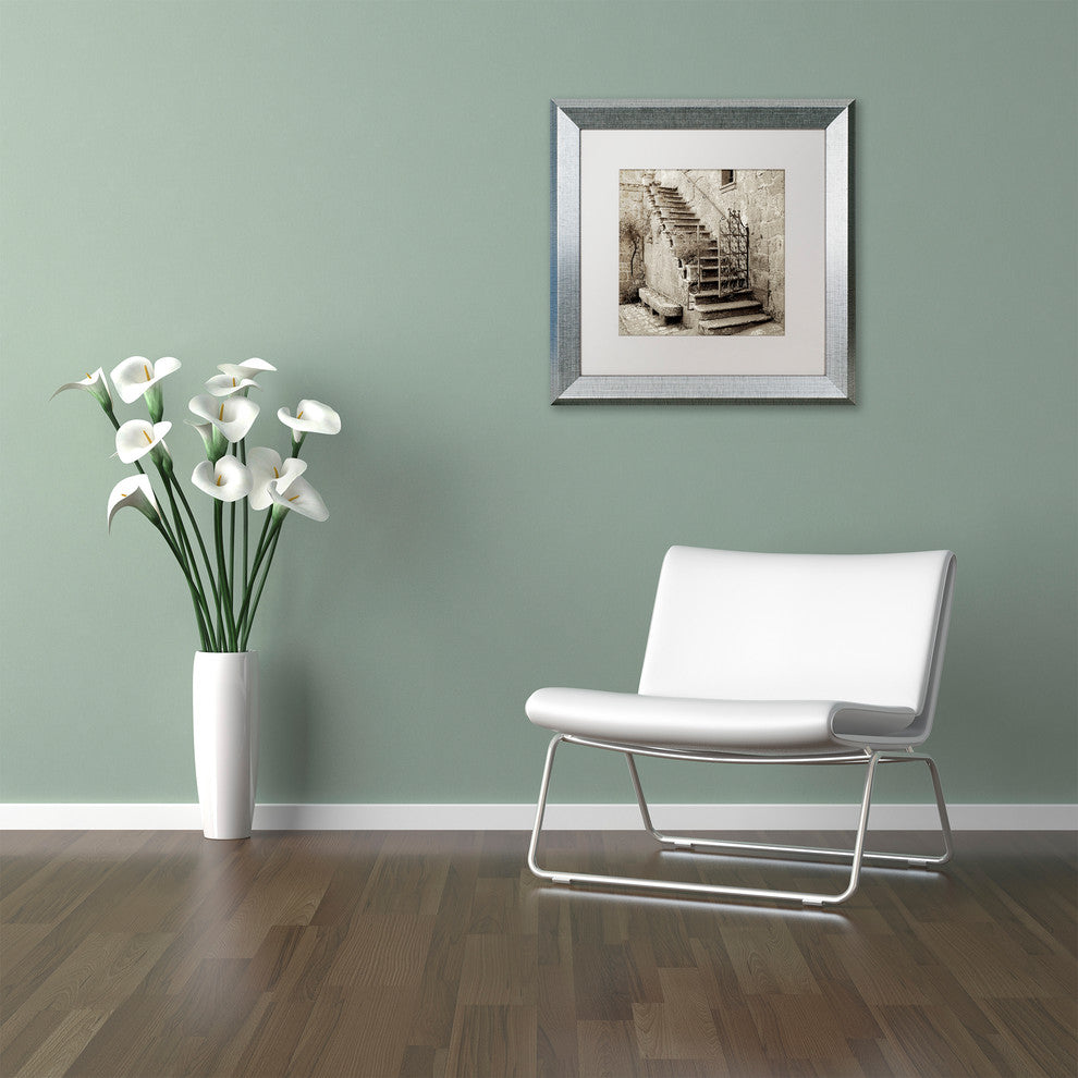 Alan Blaustein 'Umbria Scala I' Art, Silver Frame, White Mat, 16x16