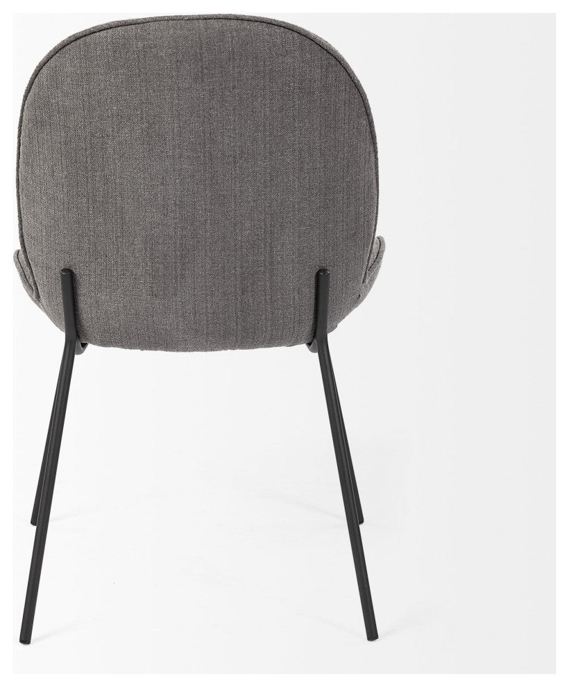 Black and Gray Flaired Seat Fabric Dining Chair