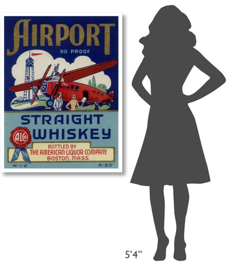 "Airport Straight Whiskey" Digital Paper Print by Vintage Booze Labels, 32"x42"