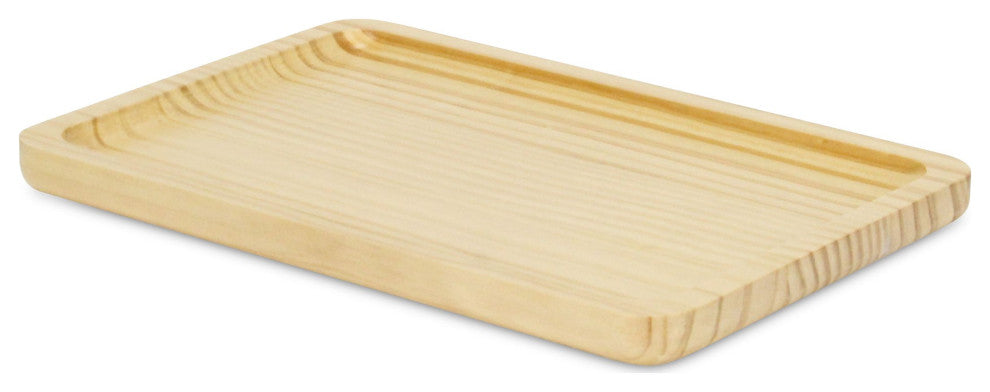 Kishen Ridge Rectangular Natural Wood Glossy Tray