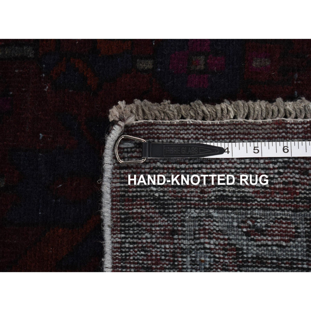 Red Overdyed Dark Persian Bakhtiar Handmade Wool Wide and Long Rug, 5'4"x9'5"