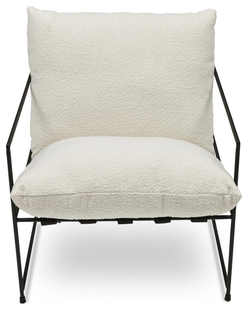 Trent Accent Chair, White Boucl